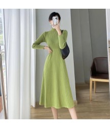Long Sleeve Bodycon Dress High Collar Knitted Sweater