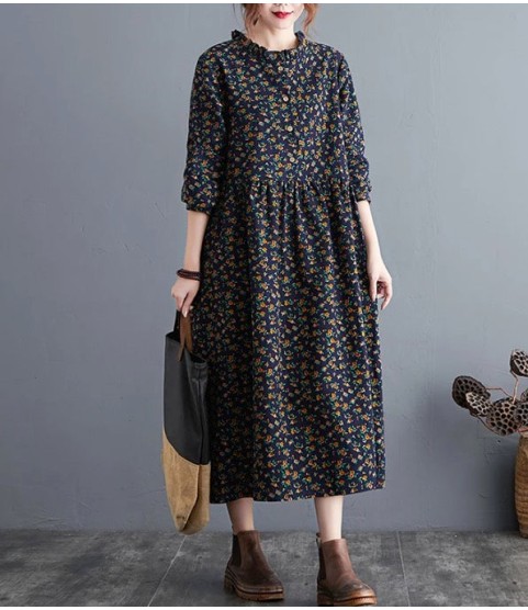 Elegant Midi Long Romantic Party Dress Autumn A-Line Dress