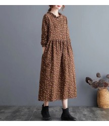 Elegant Midi Long Romantic Party Dress Autumn A-Line Dress