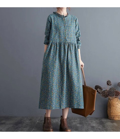 Elegant Midi Long Romantic Party Dress Autumn A-Line Dress