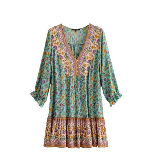 Floral Print Vestido Bohemian Dress