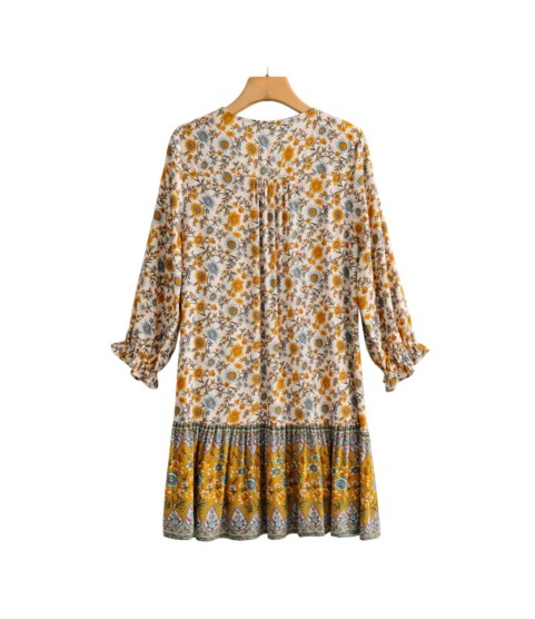 Floral Print Vestido Bohemian Dress