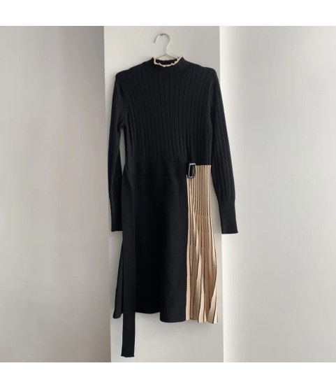 Vintage Elastic Knitted Sweater Midi Dresses Fashion Office Style