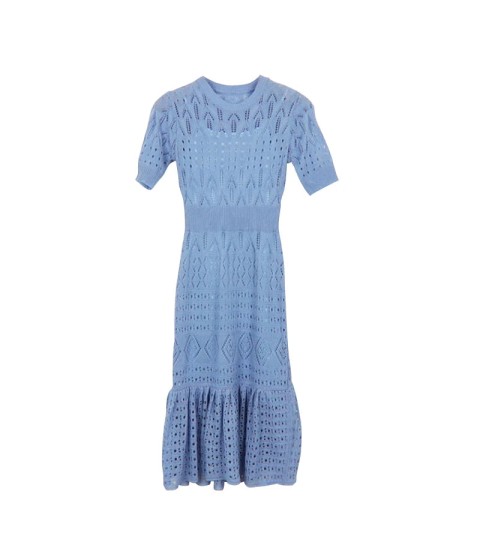 Casual Chic Slim Out Dresses O Neck Short Sleeve Wrap Hip Knitted Dress