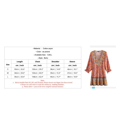 Floral Print Vestido Bohemian Dress