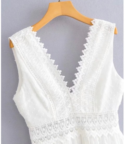 White Embroidery Lace Cotton Dress
