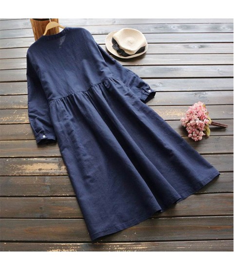 Embroidery Collar Vintage Long Shirt Dress