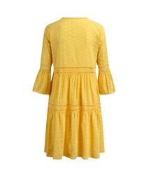 Boho Solid Crew Neck Hollow Out Splice Dress