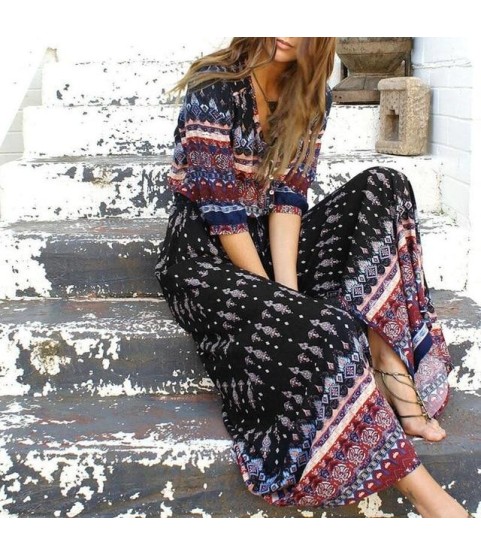Bohemia Floral Print Long Maxi Dresses