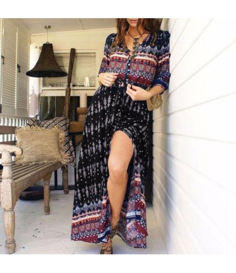 Bohemia Floral Print Long Maxi Dresses