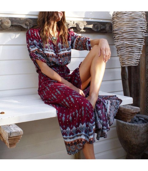 Bohemia Floral Print Long Maxi Dresses