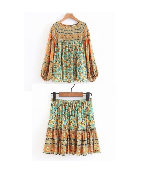Boho Hippie Gypsy Print Skirt or Blouse or set