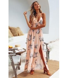 Boho Floral Halter Maxi Long Dress