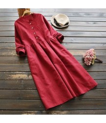 Embroidery Collar Vintage Long Shirt Dress