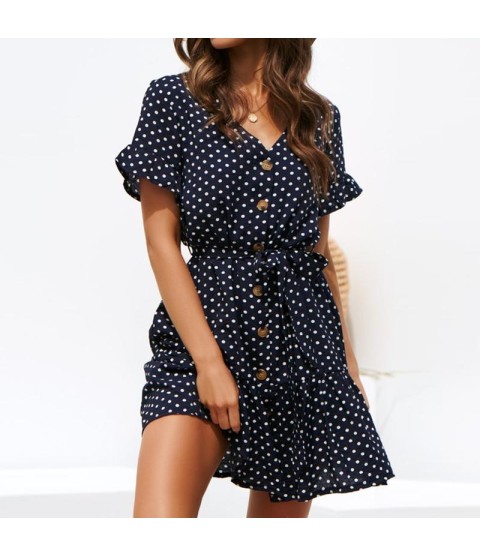 Chiffon Dress Polka Dot Boho Beach Dress