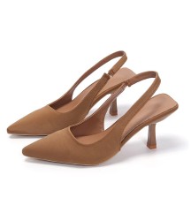 Pint Toe Flock Spring 6cm High Heels Slingbacks Shoes
