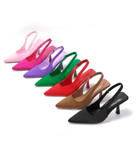 Pint Toe Flock Spring 6cm High Heels Slingbacks Shoes