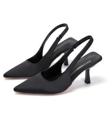 Pint Toe Flock Spring 6cm High Heels Slingbacks Shoes
