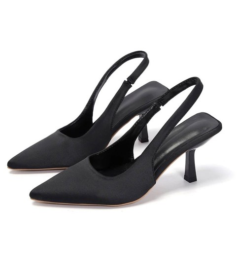 Pint Toe Flock Spring 6cm High Heels Slingbacks Shoes