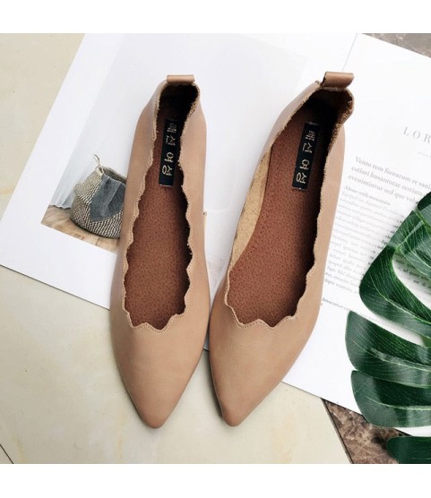Soft Shallow Mouth Pointed Toe Slip On Casual Flats Shoes