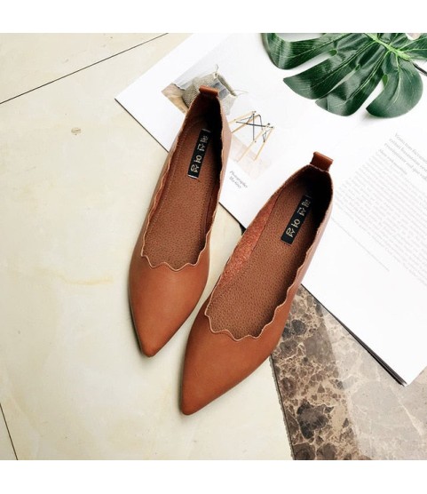 Soft Shallow Mouth Pointed Toe Slip On Casual Flats Shoes