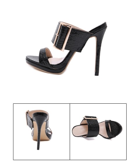 Fashion Gladiator  PU Women Thin High Heels Sandals Slip-On