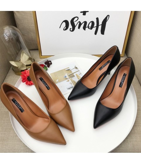 Fashion PU Leather High Heels Pumps Pointed Toe Work Pump Shoes