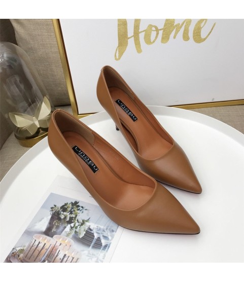 Fashion PU Leather High Heels Pumps Pointed Toe Work Pump Shoes