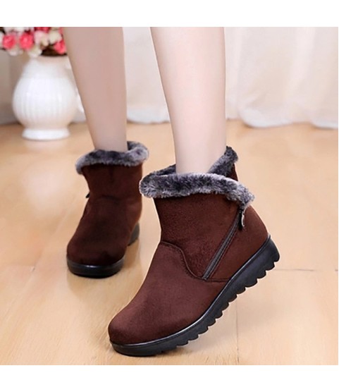 Snow Boots Women Winter Warm Fur Ladies Zip Platform Ankle Boot