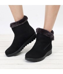 Snow Boots Women Winter Warm Fur Ladies Zip Platform Ankle Boot