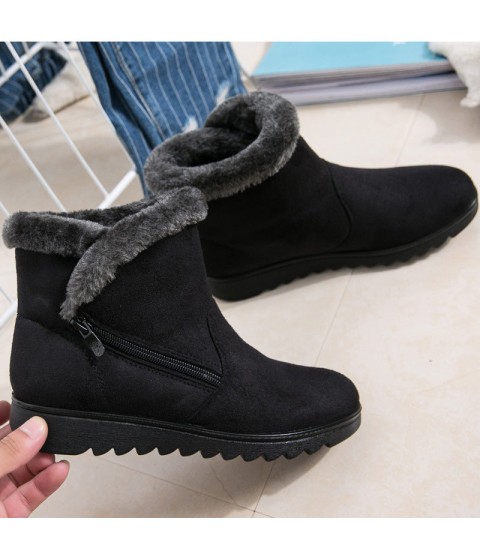 Snow Boots Women Winter Warm Fur Ladies Zip Platform Ankle Boot