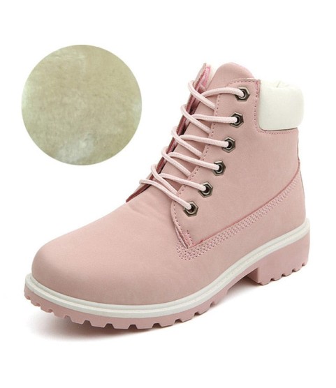 Fashion Pu Leather Round Toe Lace-Up Ankle Boot