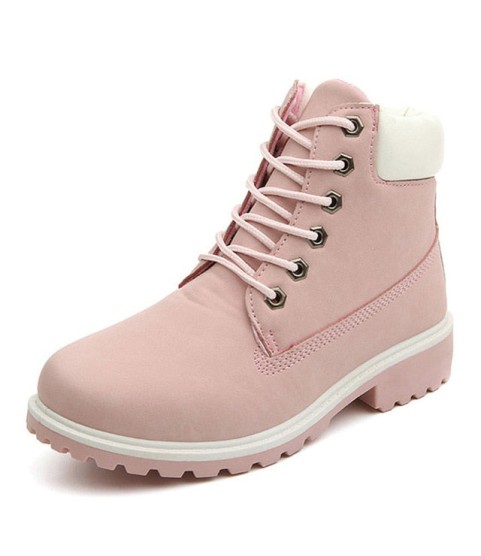 Fashion Pu Leather Round Toe Lace-Up Ankle Boot