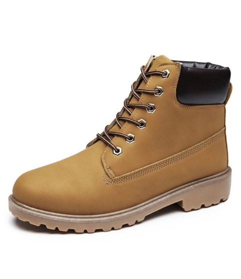 Fashion Pu Leather Round Toe Lace-Up Ankle Boot