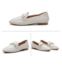 Fashion Casual Leather Flats Square Toe Loafers Soft Sole Shoes