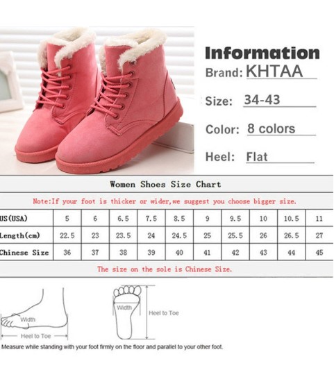 Snow Boots Flat Lace Up Winter Suede Ankle Boots