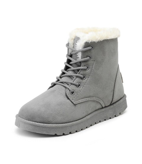 Snow Boots Flat Lace Up Winter Suede Ankle Boots