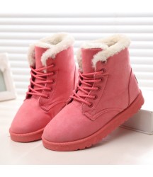 Snow Boots Flat Lace Up Winter Suede Ankle Boots