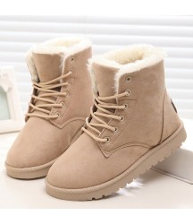 Snow Boots Flat Lace Up Winter Suede Ankle Boots
