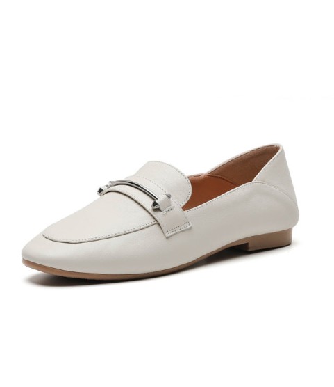 Fashion Casual Leather Flats Square Toe Loafers Soft Sole Shoes