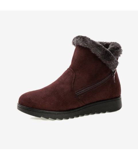 Snow Boots Women Winter Warm Fur Ladies Zip Platform Ankle Boot