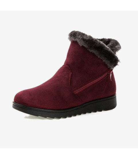 Snow Boots Women Winter Warm Fur Ladies Zip Platform Ankle Boot