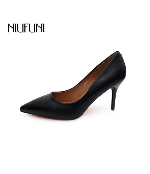 Fashion PU Leather High Heels Pumps Pointed Toe Work Pump Shoes