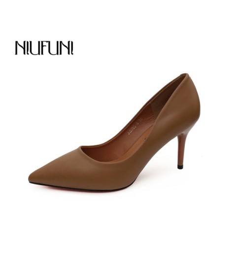 Fashion PU Leather High Heels Pumps Pointed Toe Work Pump Shoes