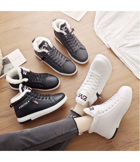 Ankle Boots Warm PU Plush Winter Woman Shoes Sneakers