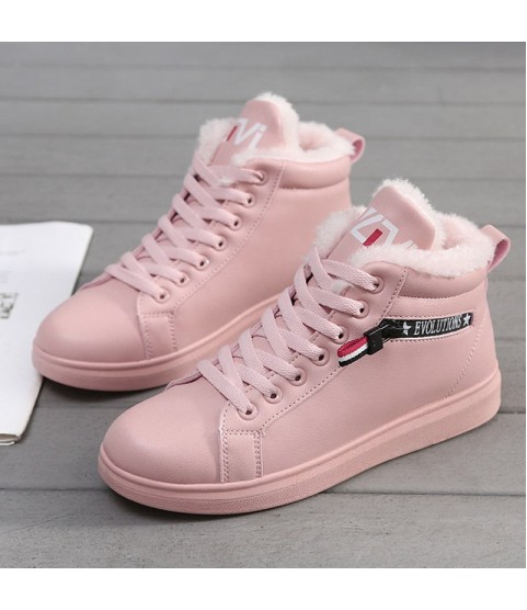Ankle Boots Warm PU Plush Winter Woman Shoes Sneakers