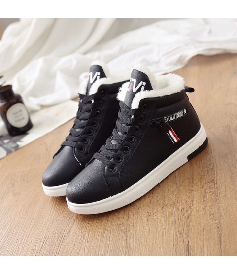 Ankle Boots Warm PU Plush Winter Woman Shoes Sneakers