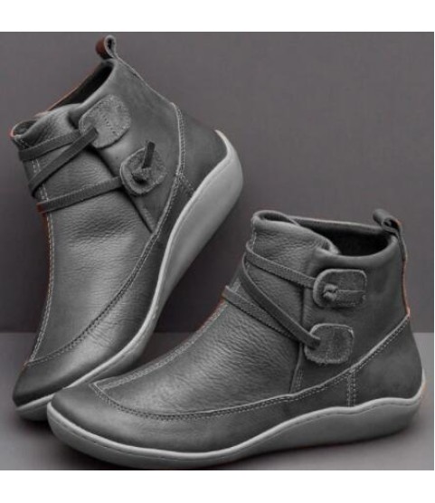 Autumn Winter Retro Punk Genuine Leather Ankle Boot