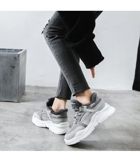 Platform Woman Boots Plush Casual Sneakers