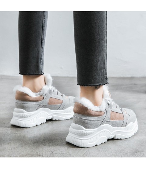 Platform Woman Boots Plush Casual Sneakers
